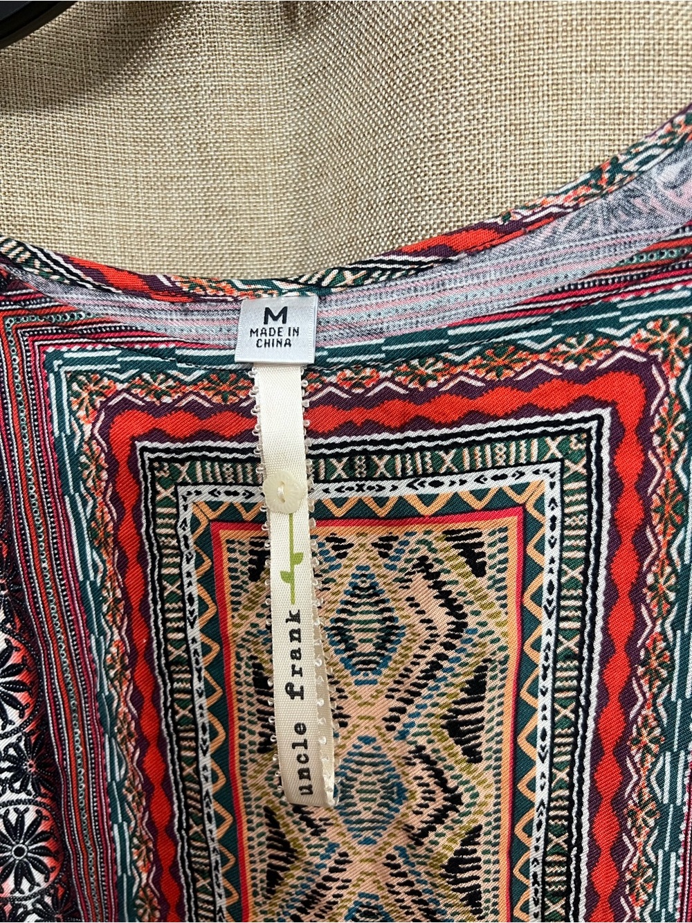 Uncle Frank by Anthropologie Geometric Embroidered dress  with Red&Teal Accentst - Picture 3 of 11